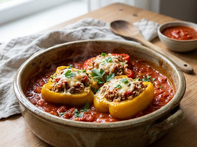 Stuffed Peppers in Tomato Sauce | Homestyle Flavors