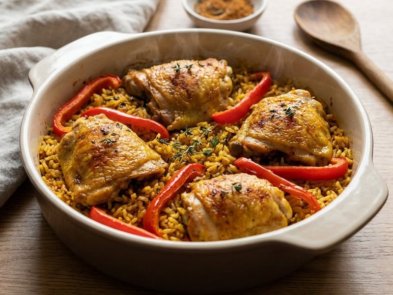 Spicy West African Rice with Chicken Thighs