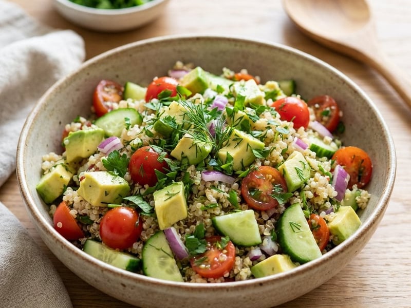 Zöldséges quinoa saláta avokádóval