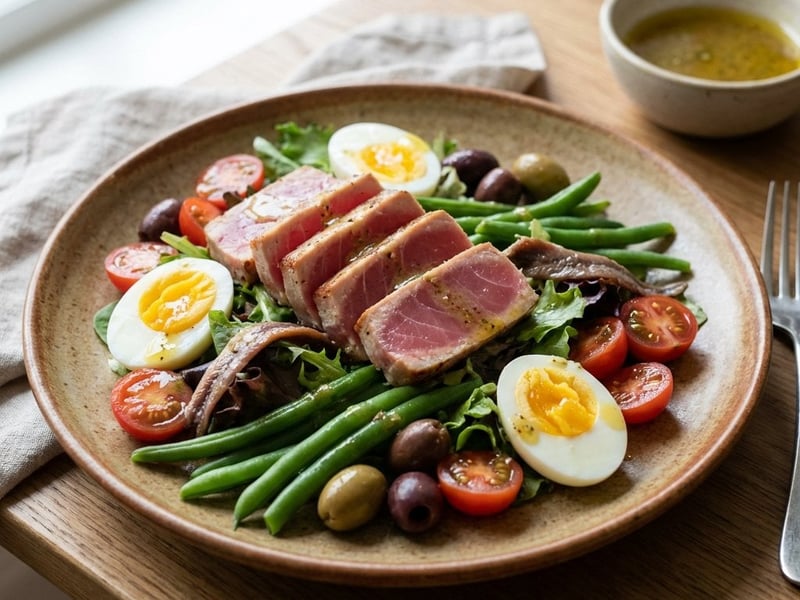 Salát Niçoise (Nizzai saláta) vörös tonhallal