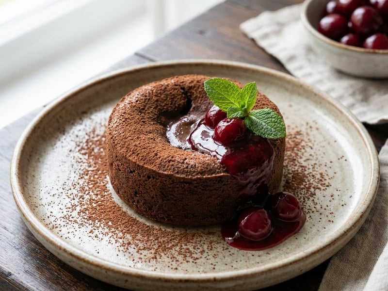 Csokoládé fondant meggyel