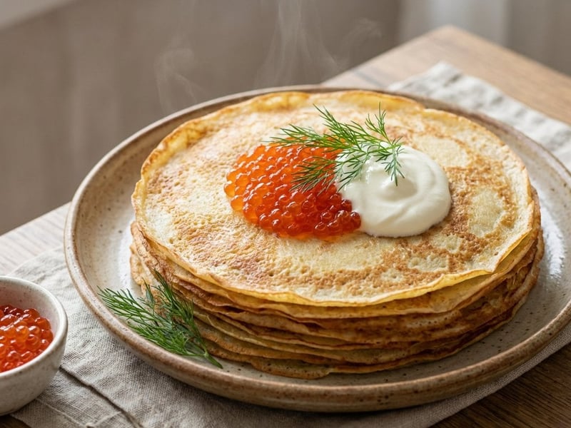 Blini kaviárral és tejföllel