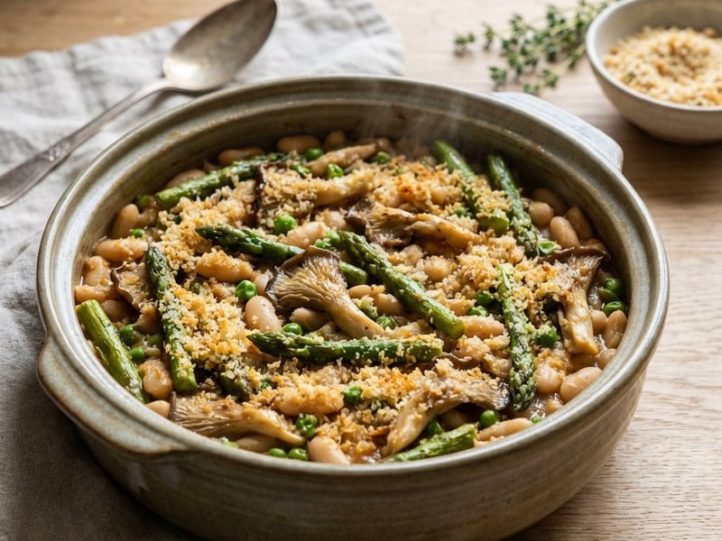 Zöldséges cassoulet spárgával és fehérbabbal