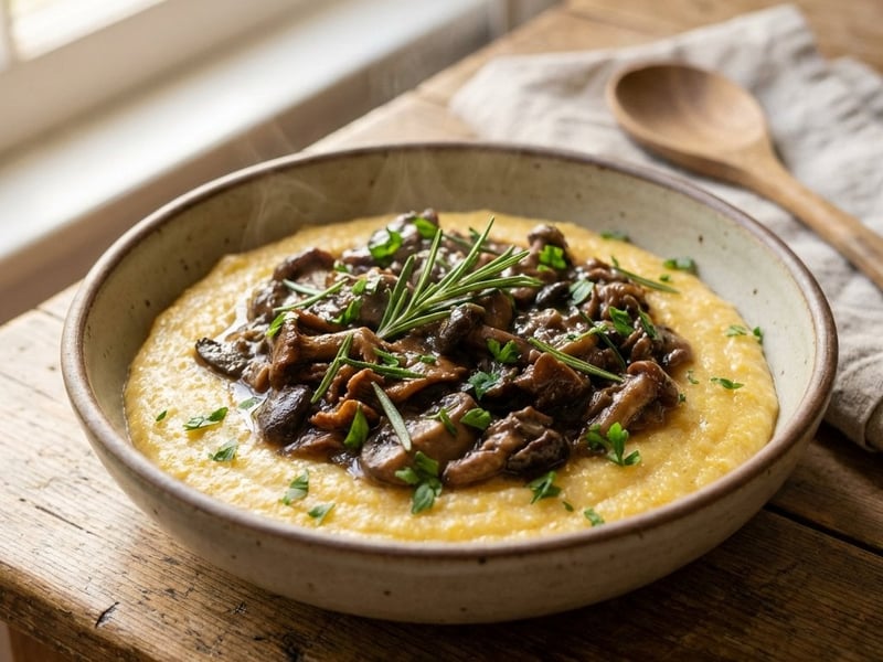 Krémes polenta erdei gombás raguval