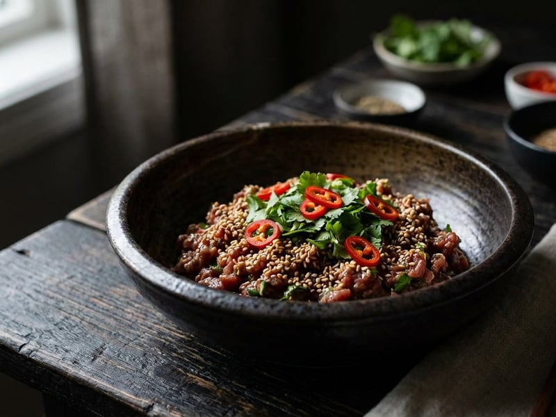 Ázsiai tatár beefsteak | Pikáns marha előétel