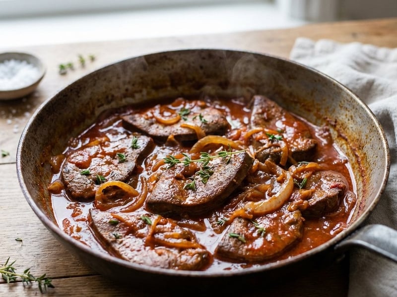 Sertésmáj chorizo mártással