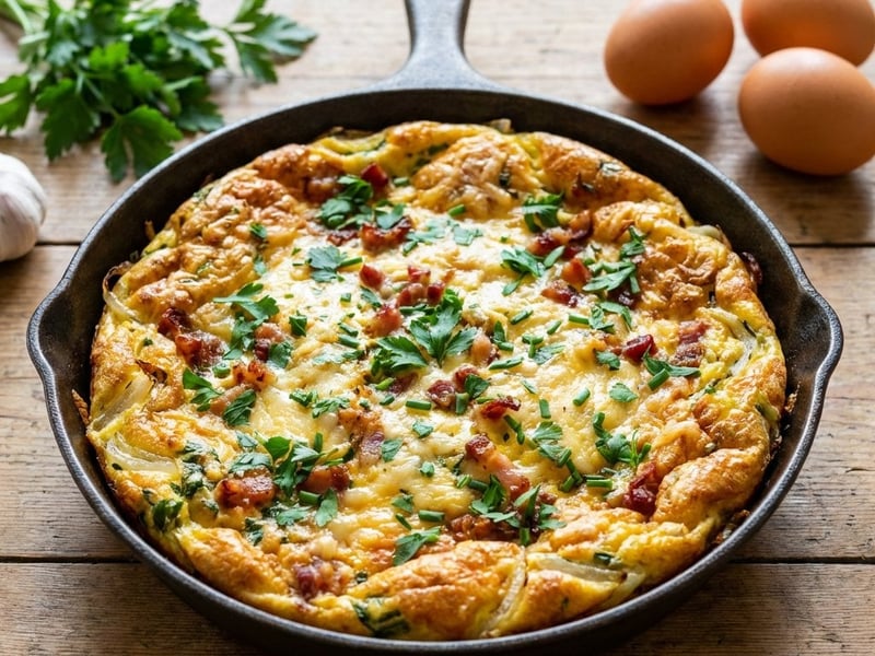 Zöldfűszeres frittata szalonnával
