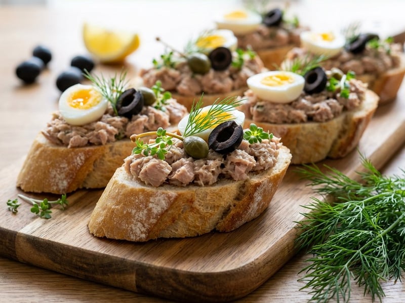 Tonhalas tapas fürjtojással és kapribogyóval