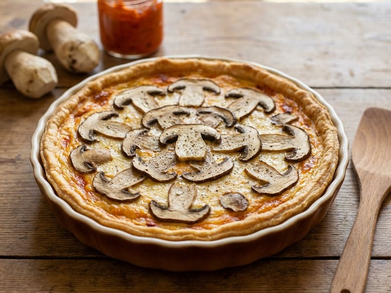 Vargányás quiche ajvárral
