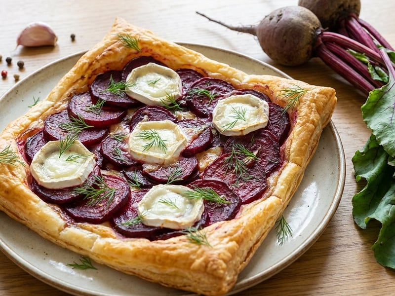 Céklás és kecskesajtos pite