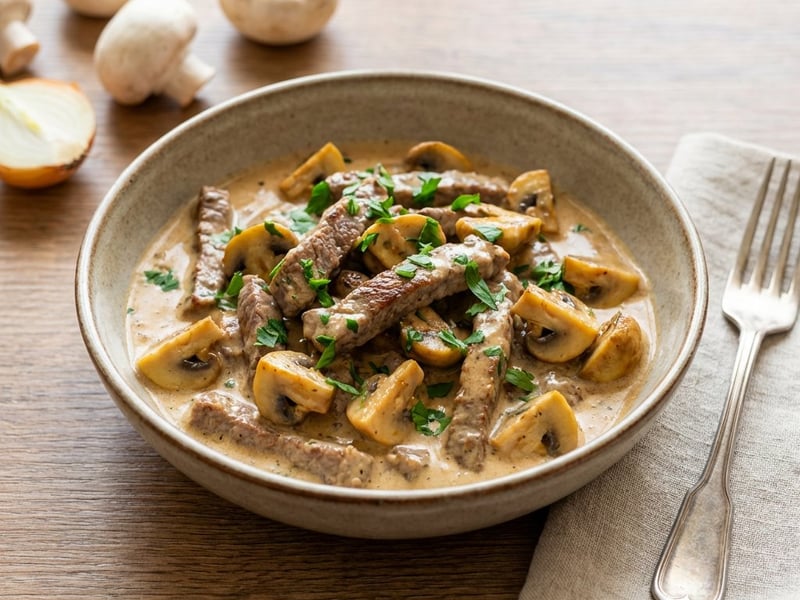 Bélszín Stroganoff módra (Hátszínből)