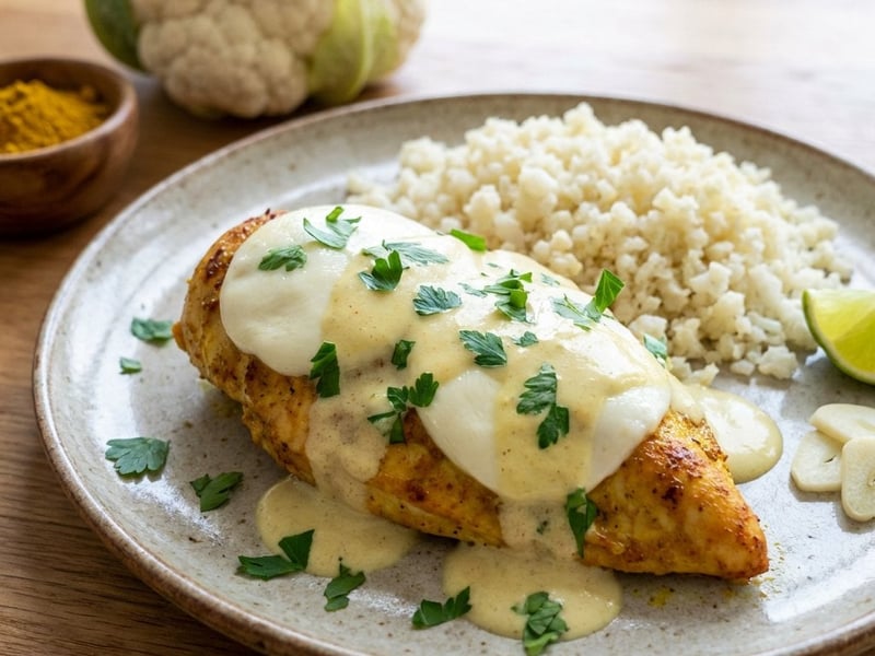 Curry-s csirkemell karfiolrizzsel | Könnyű fitnesz ebéd