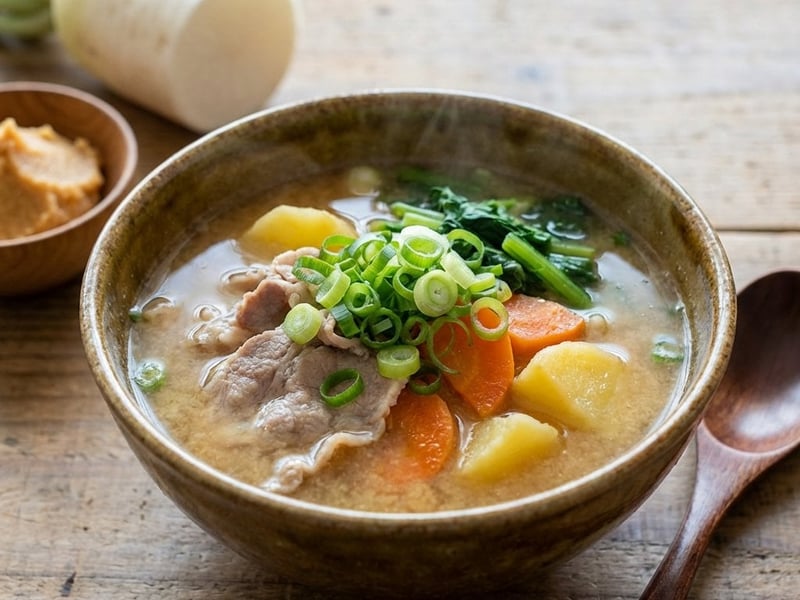 Miso leves sertéstarjával és zöldségekkel