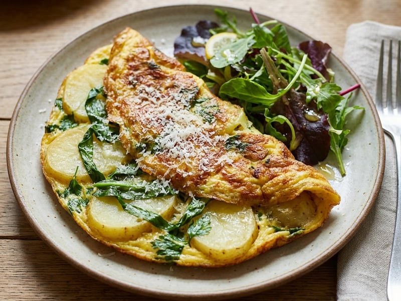 Burgonyás omlett medvehagymával