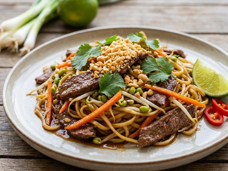 Pirított phở tészta marhahússal