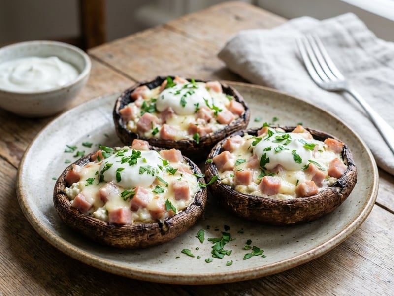 Sonkával, mozzarellával és ricottával töltött gomba