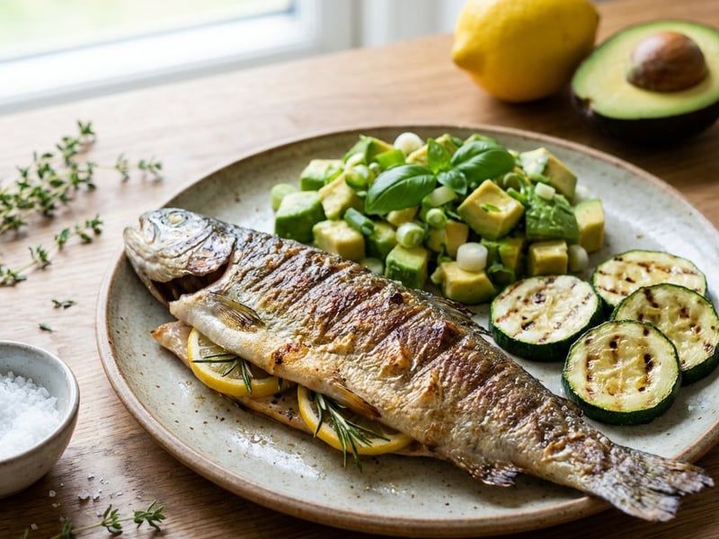 Grillezett pisztráng avokádósalátával