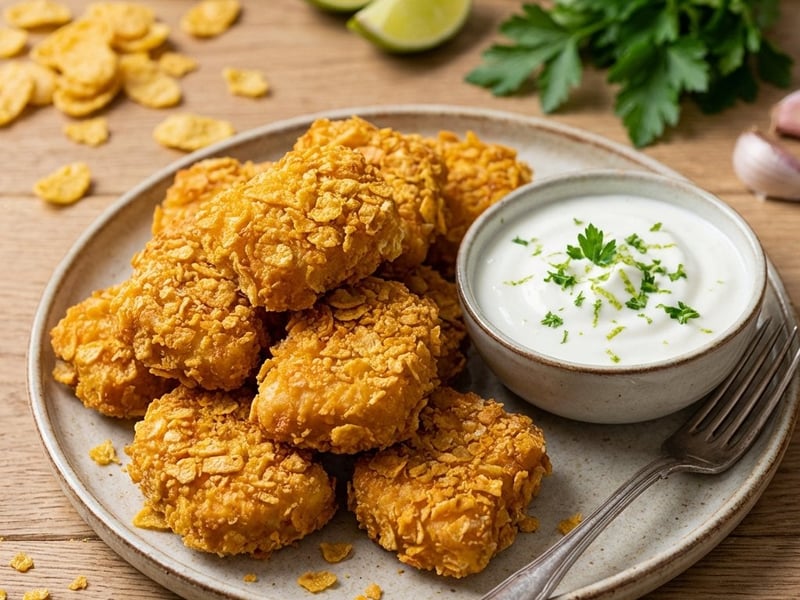 Ropogós csirke nuggets joghurtos mártogatóval
