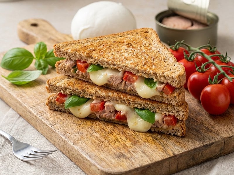Gyors tonhalas melegszendvics mozzarellával