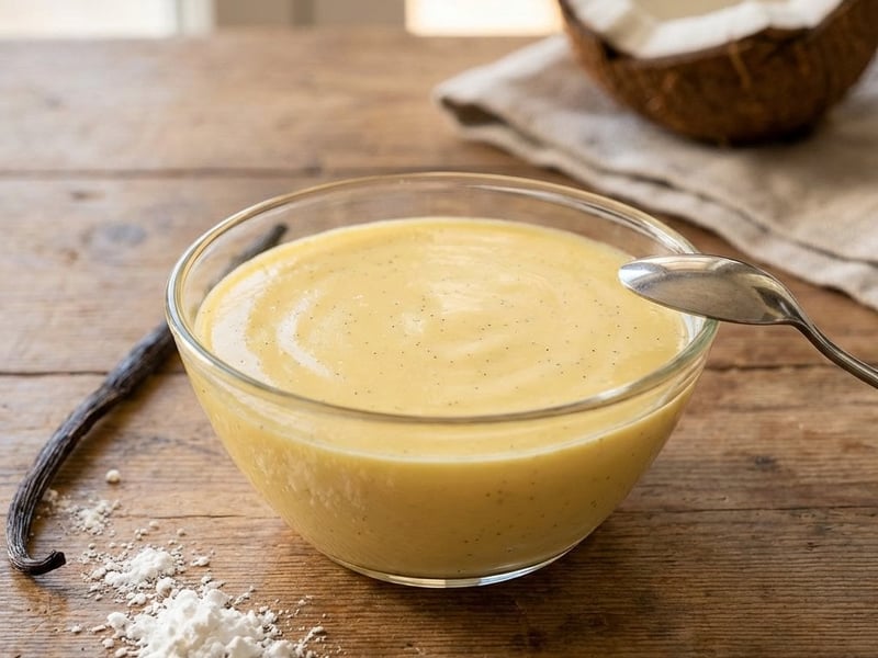 Vaníliás tojássárgája puding kókusztejjel