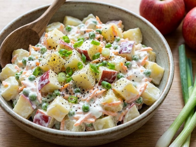 Burgonyasaláta joghurttal és almával | Friss és könnyű recept