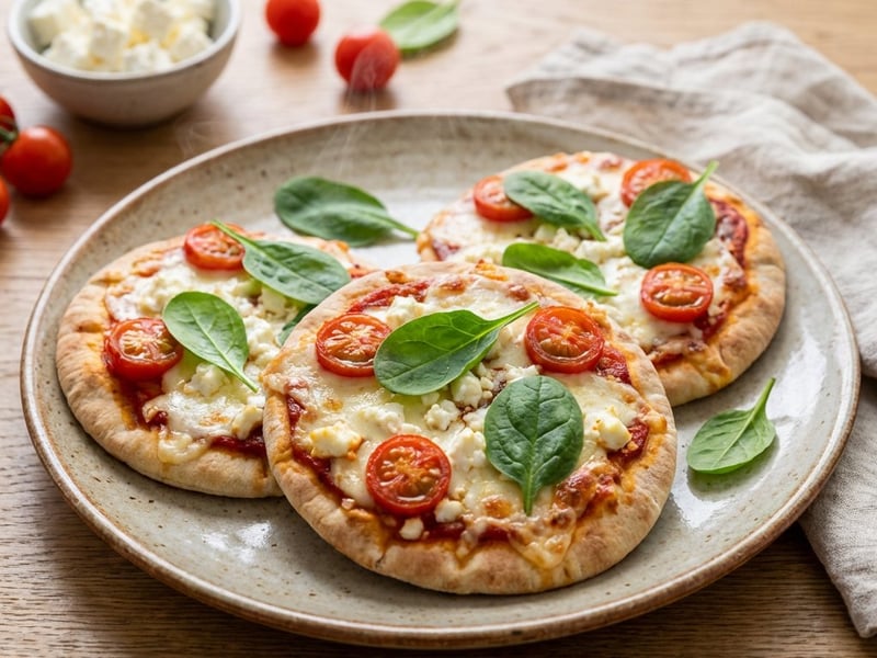 Pita minipizza fetával és spenóttal