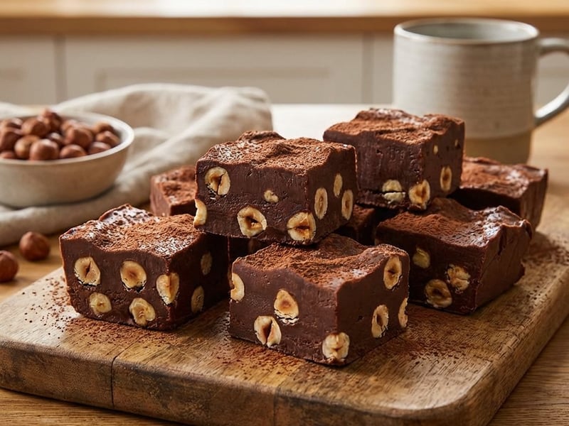 Csokoládés fudge törökmogyoróval és kókusztejjel