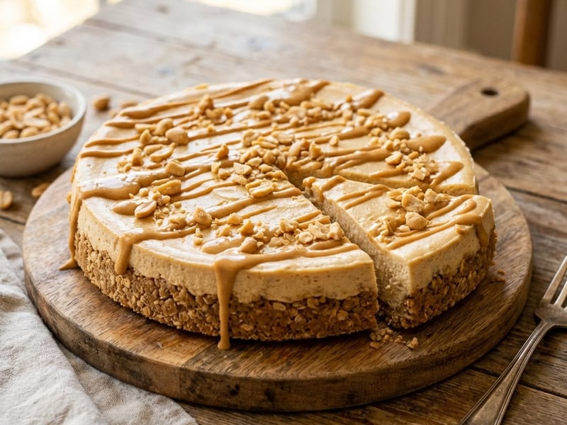 Mogyoróvajas cheesecake zabpelyhes alappal
