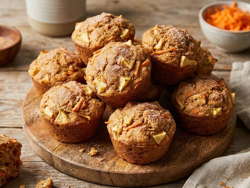 Almás-répás muffin zabpehellyel