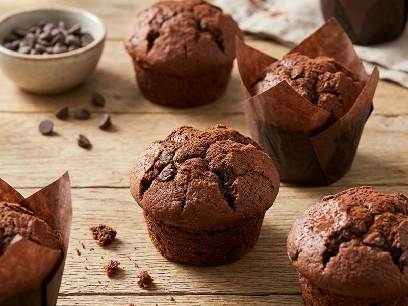 Gyors csokoládés muffin tejföllel