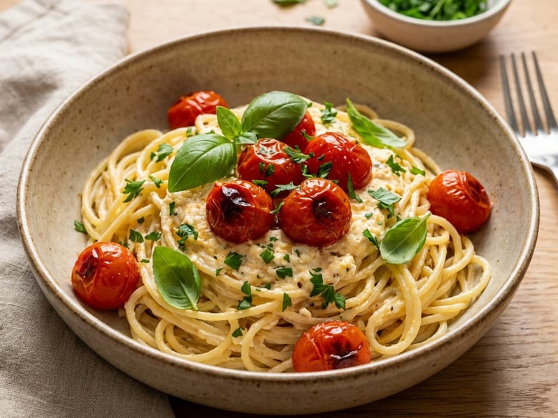 Spagetti krémes sült feta sajtos szósszal