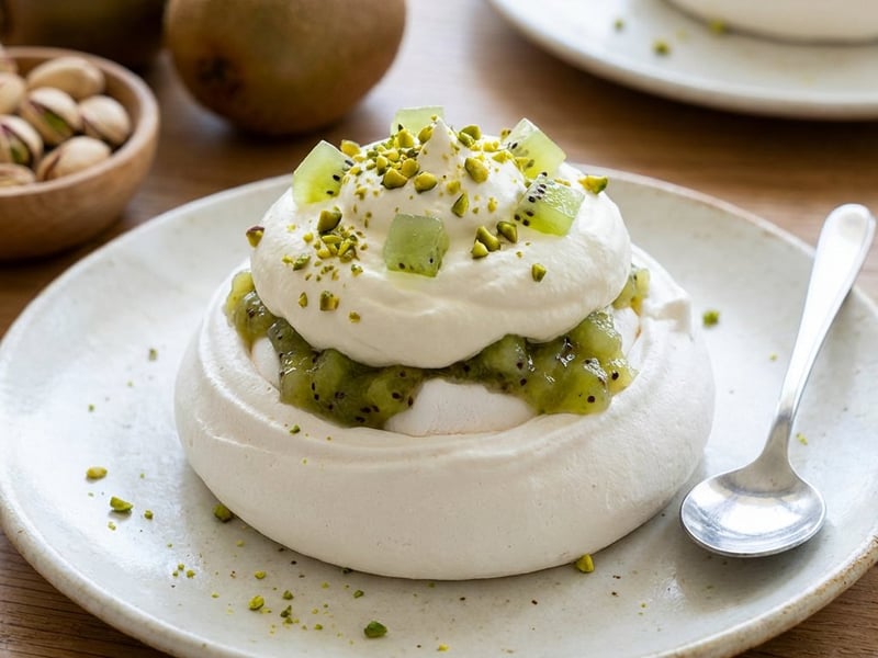 Mini Pavlova kiwi kompóttal