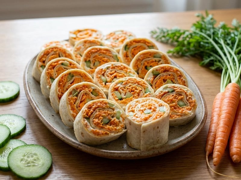 Tortilla tekercsek sárgarépás krémmel