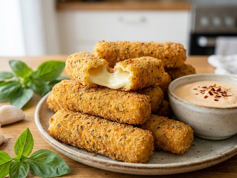 Mozzarellarudak füstölt paprikás mártogatóssal