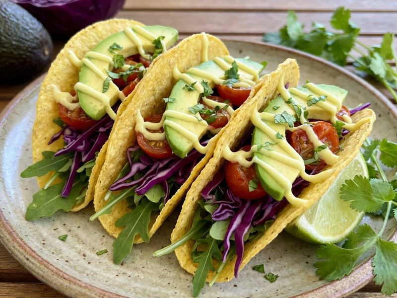 Vegetáriánus taco lime-os majonézzel
