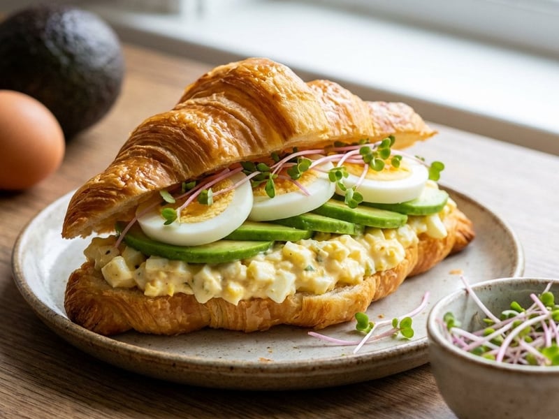 Croissant tojáskrémmel és avokádóval