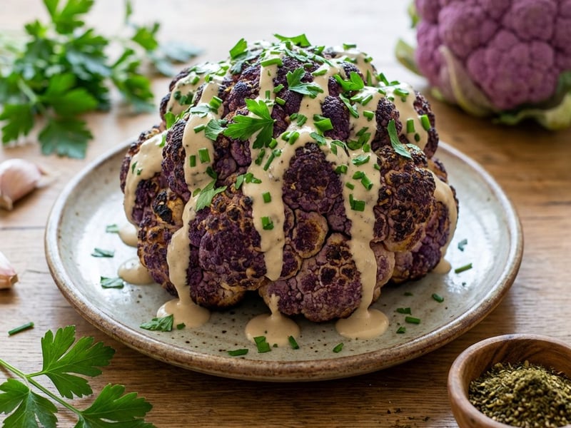 Sült karfiol tahini öntettel és za'atar fűszerrel