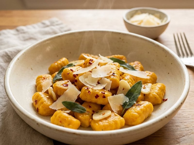 Sütőtökös gnocchi chilivel és zsályával