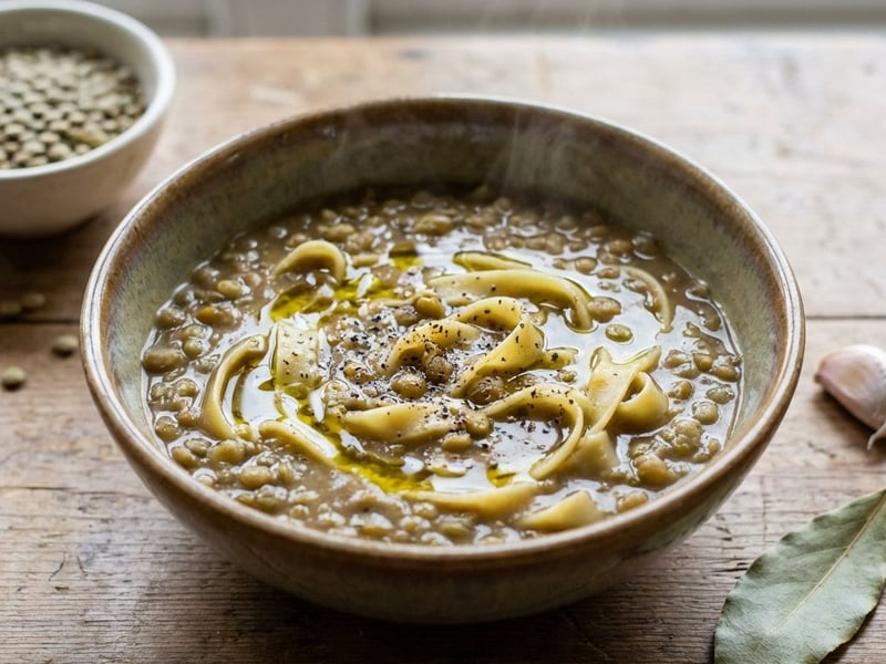Thick Lentil Soup with Tagliatelle