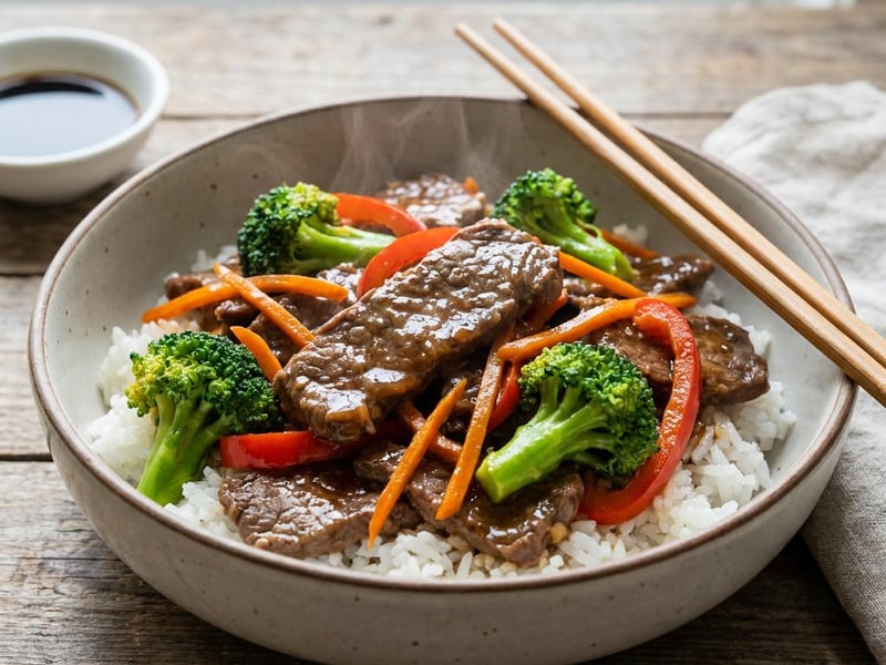 Marhahúsos stir-fry brokkolival