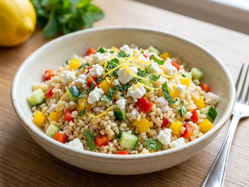 Bulgursaláta feta sajttal és mentával