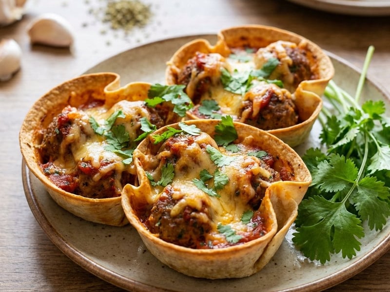 Tortilla muffin darált hússal