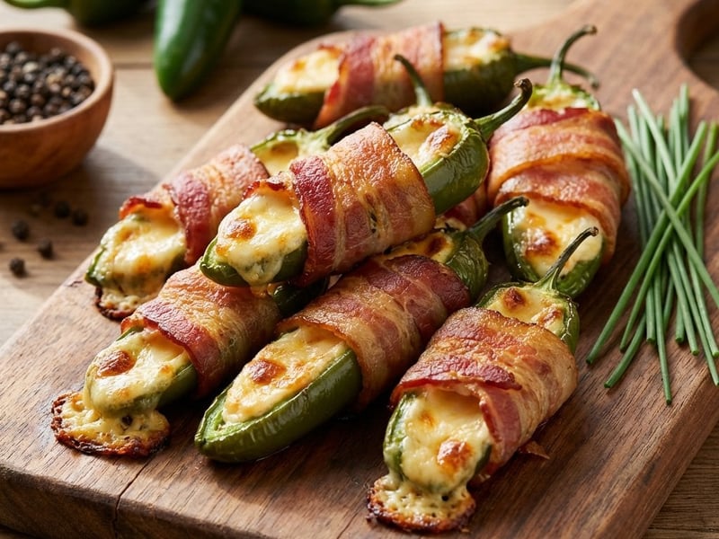 Sült jalapeno paprikák szalonnával