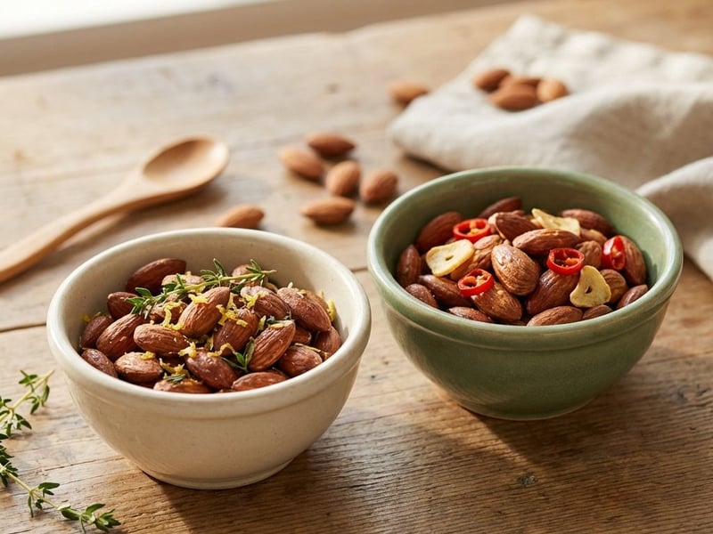 Pirított mandula 2 módon | Kakukkfüves és chilis snack