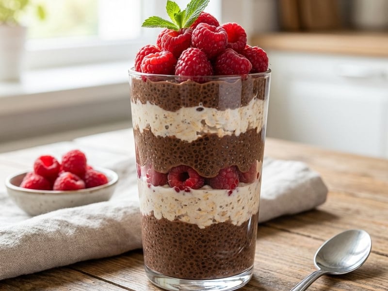 Csokoládés chia puding éjszakai zabkásával
