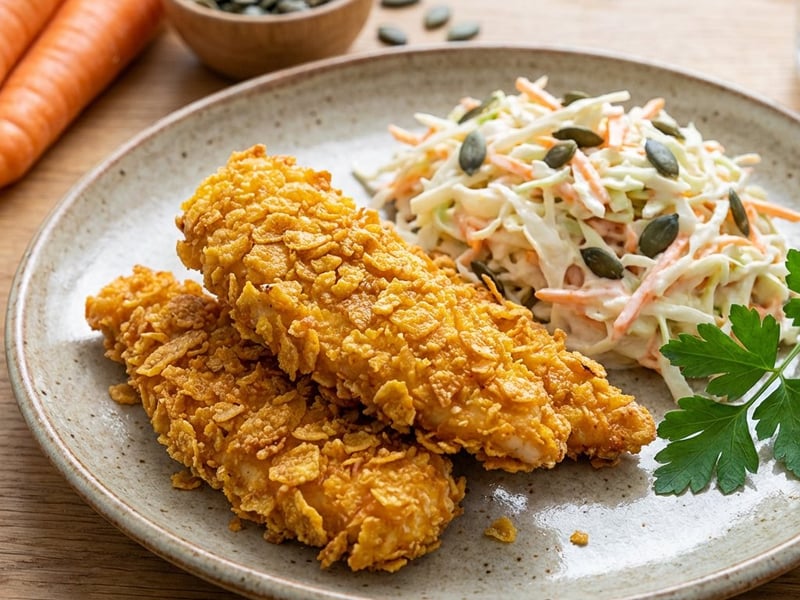 Sült csirkefalatok coleslaw salátával