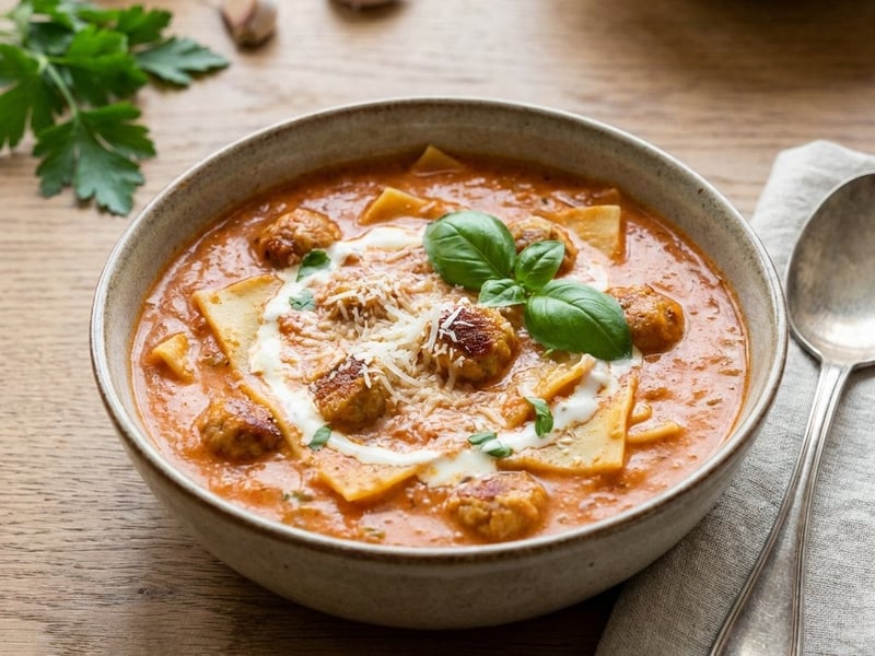 Lasagne leves marhahúsgombócokkal
