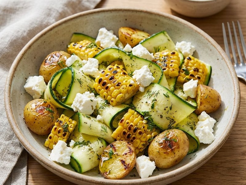 Zucchini, New Potato, and Corn Salad with Spicy Vinaigrette