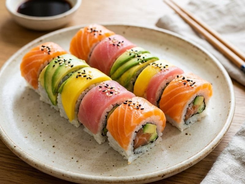 Rainbow sushi roll | Spectacular and delicious homemade sushi