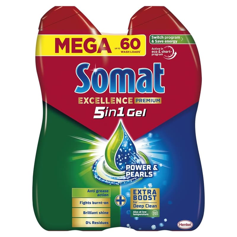 Somat Excellence DuoGel Grease Cutting dishwashing gel 2x540 ml